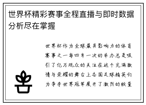 世界杯精彩赛事全程直播与即时数据分析尽在掌握